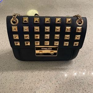 Micheal Kors Sloan Crossbody Navy Gold Stud Bag